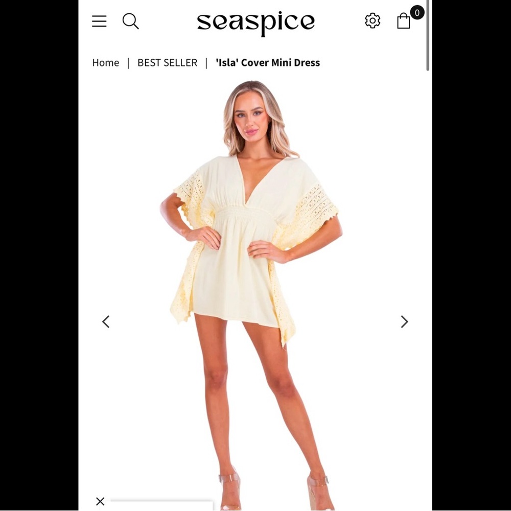 Seaspice 'Isla' Cover Mini Dress blue tint L Peruvian cotton so cute! 💕